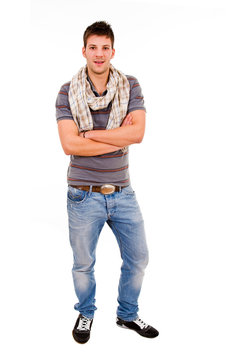 Young Casual Man Full Body In A White Background