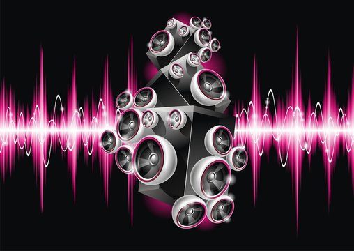 Illustration on a musical theme with speakers.