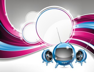 Illustration on a media and movie  theme with futuristic tv.