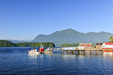 Boats at dock in Tofino, Vancouver Island, Canada