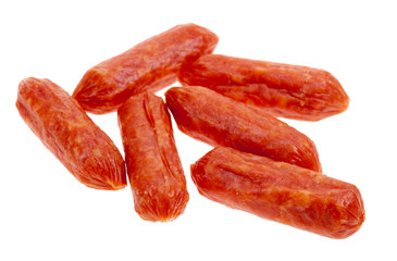 small spicy salami snacks isolated