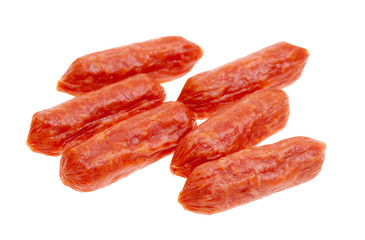 small spicy salami snacks isolated