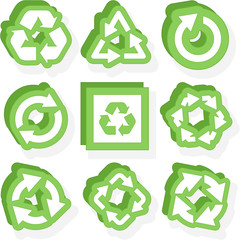 Recycle symbol set.