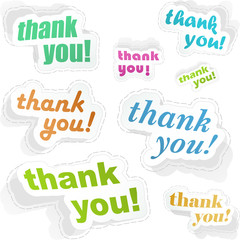 THANK YOU. Sticker collection. Vector collection.