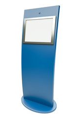 Digital info kiosk with touch screen. 3D render.