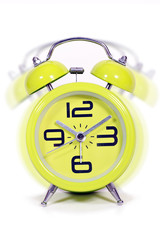 retro modern round green clock on white background