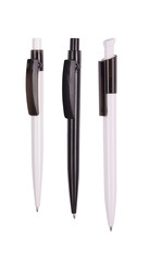 Three black pens isolated on white