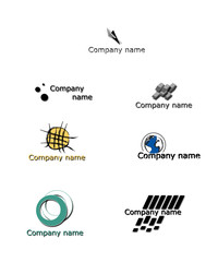 set of 7 company logotypes