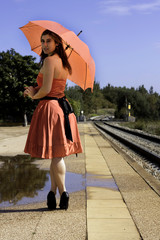 beautiful woman with umbrella