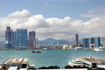 Fototapeta na wymiar China, Hong Kong Kowloon waterfront buildings