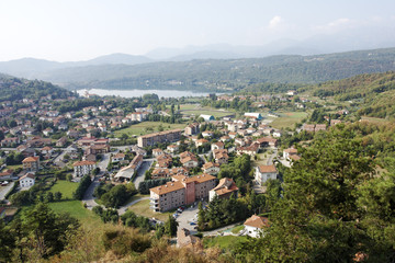 Fototapeta na wymiar Avigliana, Italy - panoramic view over the lake