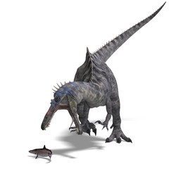 Fototapeta premium Dinosaur Suchominus. 3D rendering with clipping path and shadow