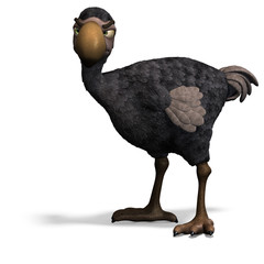 very funny toon Dodo-bird. 3D rendering with clipping path and © Ralf Kraft
