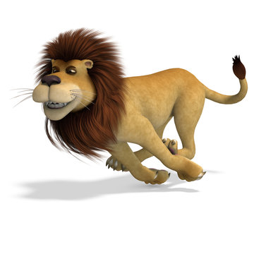 cute and funny rendering of a male cartoon lion. 3D rendering