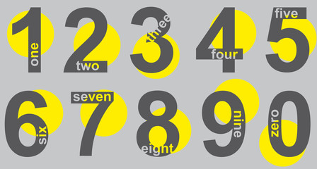 set number grey with yellow point