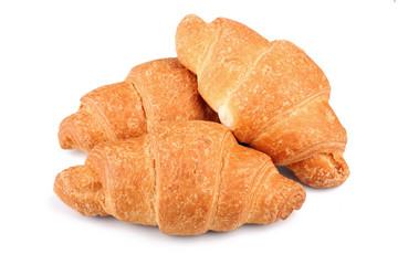 Three gold croissant isolated on white