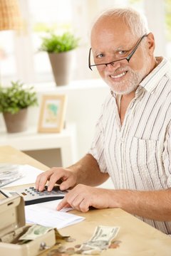 Portrait of senior man working at home