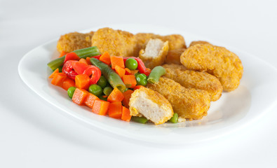 Nuggets with salad