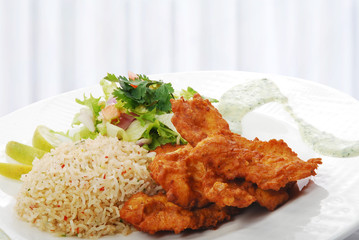fried chicken with rice