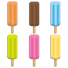 Six ice lolly in different colors