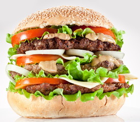 hamburger on white