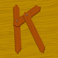 The stylized wooden letter. Vector illustration.