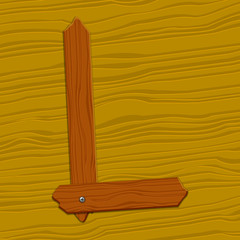 The stylized wooden letter. Vector illustration.