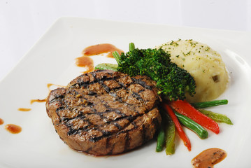 Grilled steak with potato