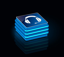 3d glossy headphones icon