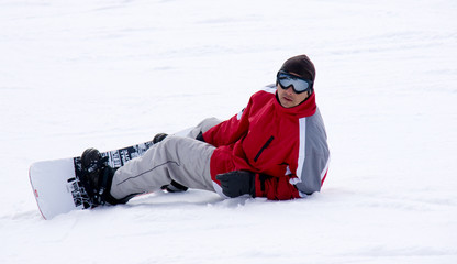 Fototapeta na wymiar snowboarder au repos