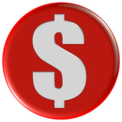 Button rot rund DOLLAR-ZEICHEN