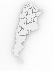 Three-dimensional map of Argentina. 3d