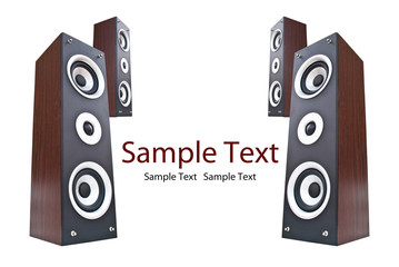 Fototapeta premium Wood loudspeaker isolate on the white.
