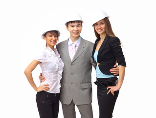 Portrait of friendly business team posing in front of camera