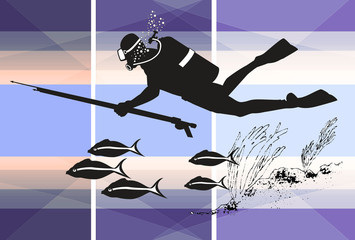 Buzo en las profundidades del océano