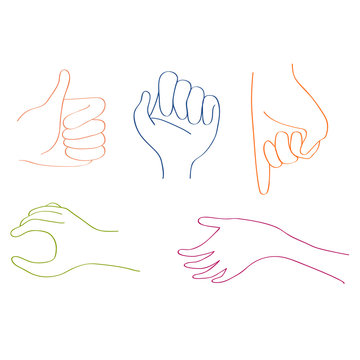 Set of different hand gesture