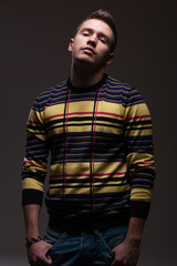 serious man over dark background