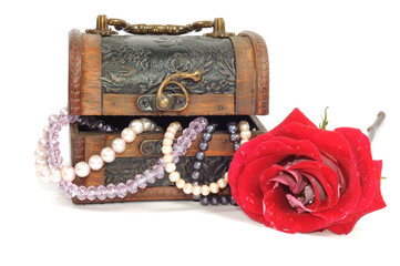 Treasure chest with jewelry