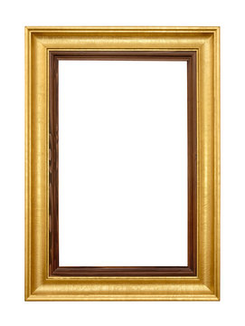Edler goldener Holzrahmen auf wei&szlig;