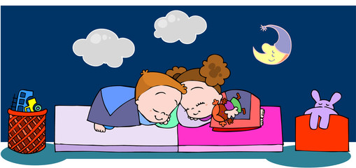 Cute sleeping characters.