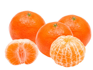 Mandarins isolated on white background
