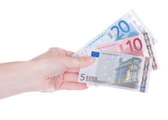 Money (Euro) in a hand isolated