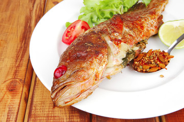 main course : roasted sea fish