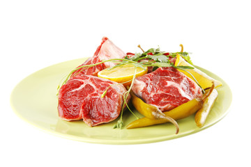 fresh beef medallion on green