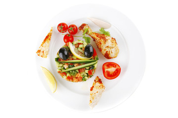 grilled chicken drumstick chunks on white