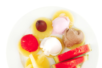 fruits mixed with ice cream