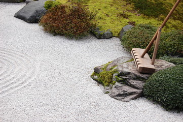 A rake in japanese garden