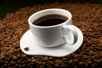 coffee beans with white cup