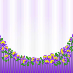violets in a semicircular lavender striped background