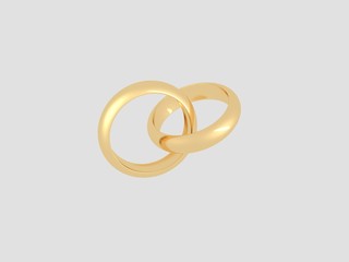 3D Gold wedding rings light